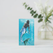 Mermaid Blue Modern Monogram Stijlvol Visitekaartje (Staand voorkant)