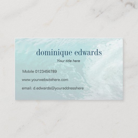 Mermaid Blue Modern Monogram Stijlvol Visitekaartje (Achterkant)