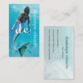 Mermaid Blue Modern Monogram Stijlvol Visitekaartje (Voorkant / Achterkant)