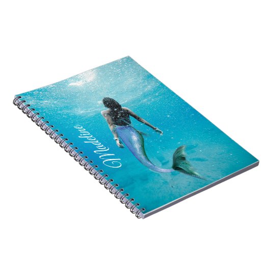 Mermaid Blue Ocean Modern Chic Notitieboek (Rechterzijde)
