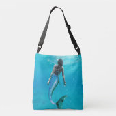 Mermaid Blue Ocean Modern Monogram Crossbody Tas (Achterkant)