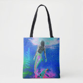 Mermaid Blue Ocean Pink Summer Modern Beach Tote Bag (Voorkant)