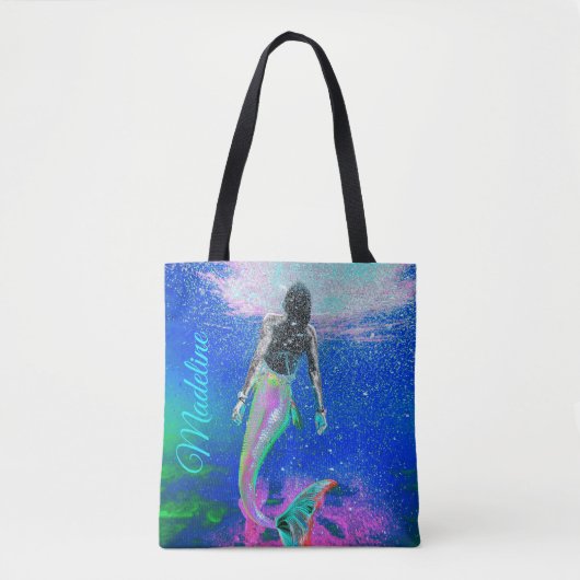 Mermaid Blue Ocean Pink Summer Modern Beach Tote Bag (Voorkant)