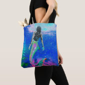 Mermaid Blue Ocean Pink Summer Modern Beach Tote Bag (Dichtbij)