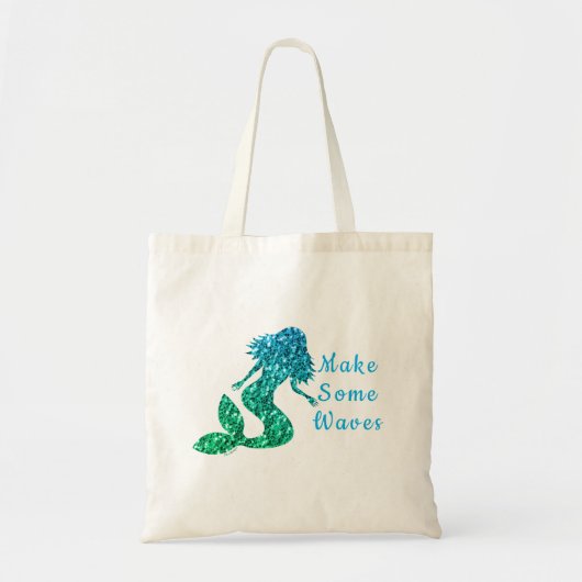 Mermaid blue ombre Sparkles maakt wat golven Tote Bag (Voorkant)