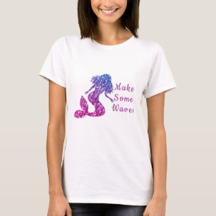 Mermaid blue roze ombre Sparkles maakt wat golven T-shirt