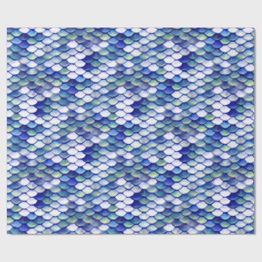 Mermaid Blue Skin Pattern Cadeaupapier (Vlak)