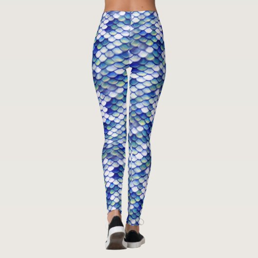 Mermaid Blue Skin Pattern Leggings (Achterkant)