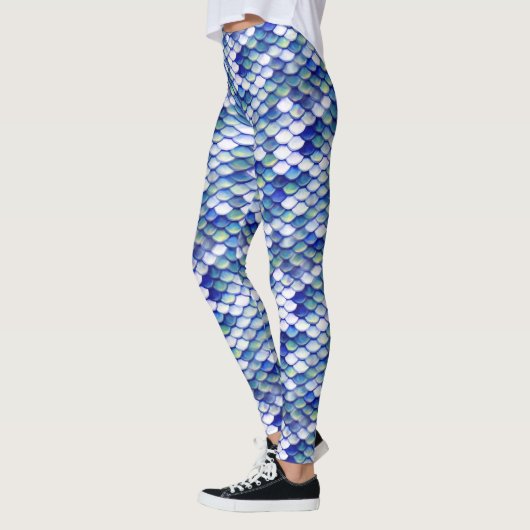 Mermaid Blue Skin Pattern Leggings (Links)