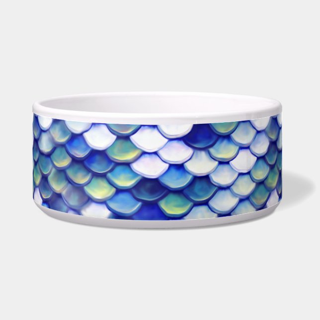 Mermaid Blue Skin Pattern Voerbakje (Voorkant)