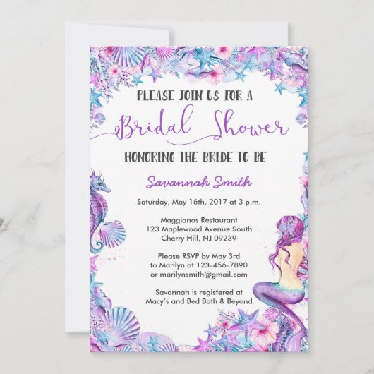 Mermaid Bridal Shower Kaart (Voorkant)