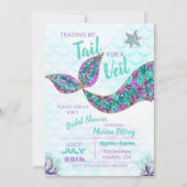 Mermaid Bridal Shower-uitnodiging, glitter Kaart (Voorkant)