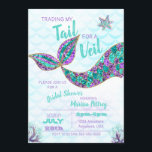 Mermaid Bridal Shower-uitnodiging, glitter Kaart<br><div class="desc">Verhandel mijn staart voor een sluier Bridal Shower-uitnodiging gemaakt om eruit te zien als een bord en glitter.</div>
