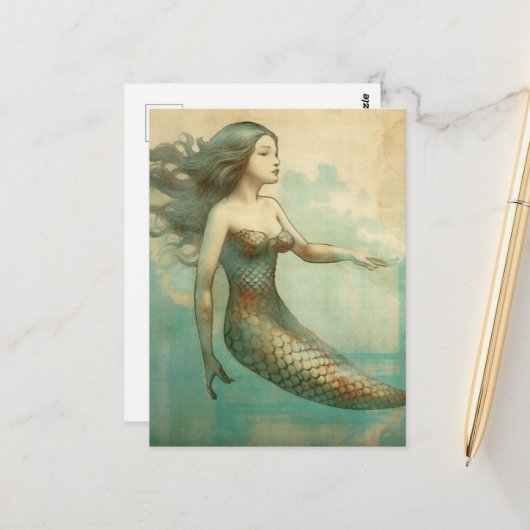 Mermaid Briefkaart (Voorkant / Achterkant in situ)