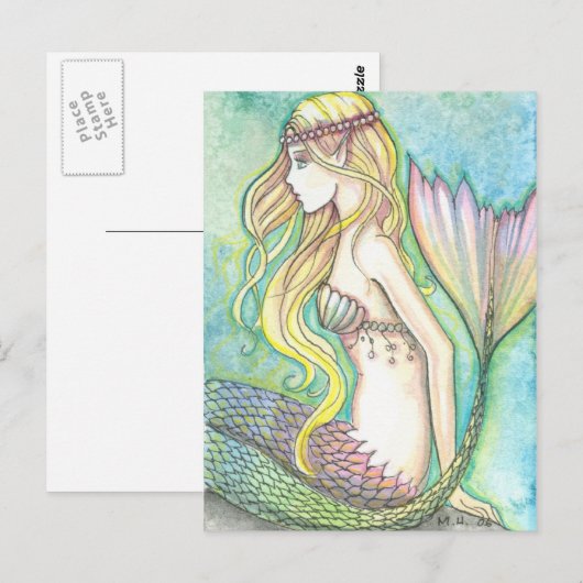 Mermaid Briefkaart Rainbow Tail beroemd gemaakt do (Voorkant / Achterkant)