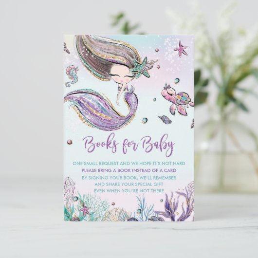 Mermaid Bring Books voor Baby shower Behuizing Kaa Kaart (Staand voorkant)