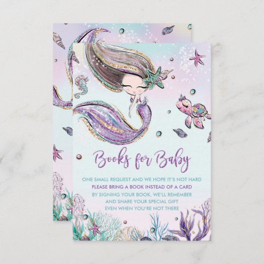 Mermaid Bring Books voor Baby shower Behuizing Kaa Kaart (Voorkant / Achterkant)