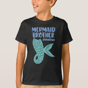 Mermaid Brother Wave Tail Speelse tekst ontwerp T-shirt