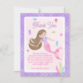 Mermaid Brown Hair Waterverf Baby shower Bedankkaart (Voorkant)