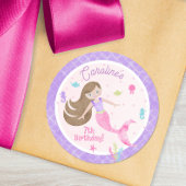 Mermaid Brown Hair Zee Creater Paars Birthday Ronde Sticker