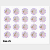Mermaid Brown Hair Zee Creater Paars Birthday Ronde Sticker (Vel)