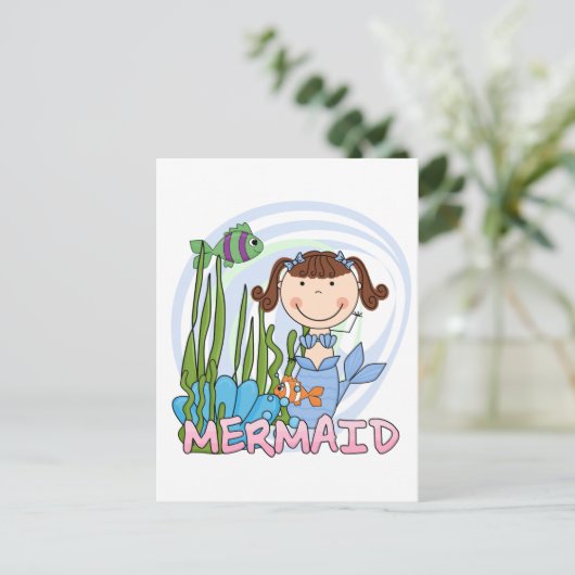 Mermaid - Brunette Tshirts en Gifts Briefkaart (Staand voorkant)