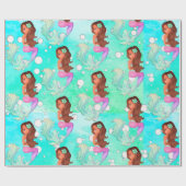 Mermaid Bubbles Blauw roze, donkerbruin Cadeaupapier (Vlak)