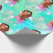 Mermaid Bubbles Blauw roze, donkerbruin Cadeaupapier (Hoek)