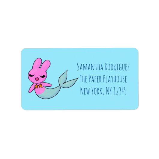 Mermaid Bunny-Adresetiketten Etiket (Voorkant)
