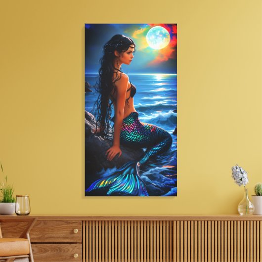 Mermaid by the Sea Canvas Wall Art (Insitu (Woonkamer))