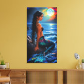 Mermaid by the Sea Canvas Wall Art Afdruk (Insitu (Woonkamer))