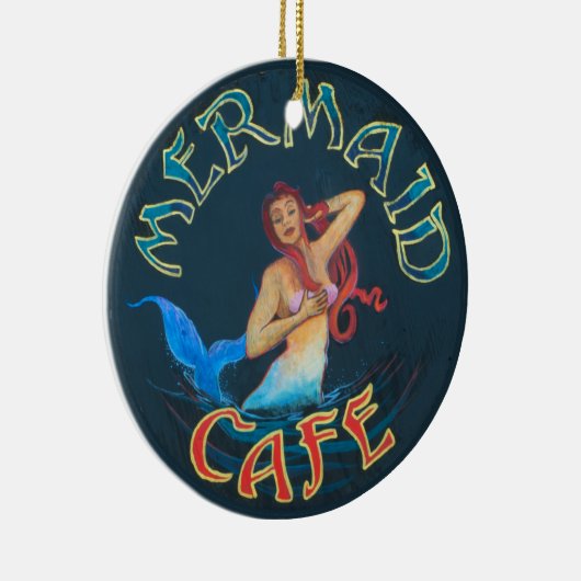 Mermaid Cafe Sign Keramisch Ornament (Rechts)