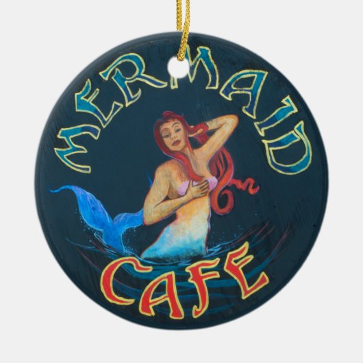 Mermaid Cafe Sign Keramisch Ornament (Voorkant)