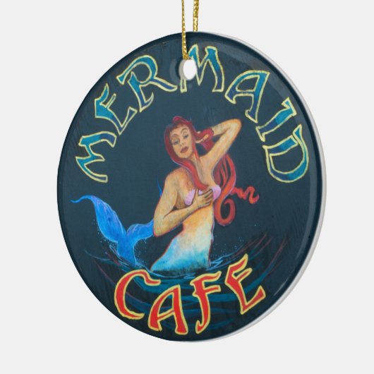 Mermaid Cafe Sign Keramisch Ornament (Links)