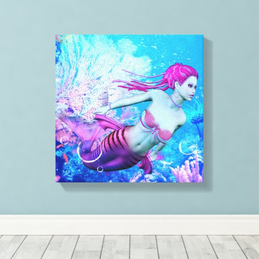 Mermaid Canvas Afdruk (Insitu (Houten vloer))