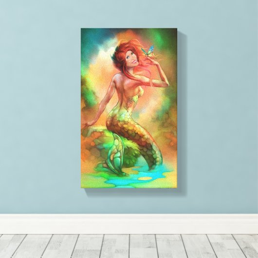 Mermaid Canvas Art (Insitu (Houten vloer))