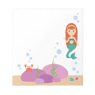 Mermaid cartoon meisje zwemt in het zee notitieblo notitieblok