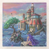 Mermaid Castle Art Glazen Onderzetter (Voorkant)