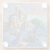 Mermaid Castle Art Glazen Onderzetter (Achterkant)