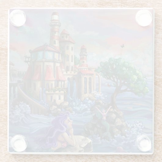 Mermaid Castle Art Glazen Onderzetter (Achterkant)