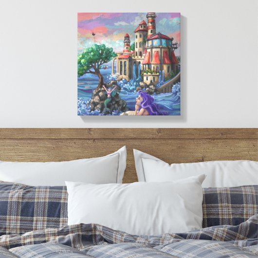 Mermaid Castle Canvas Afdruk (Insitu (Slaapkamer))