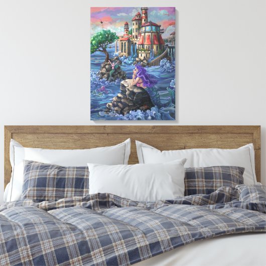 Mermaid Castle Canvas Afdruk (Insitu (Slaapkamer))