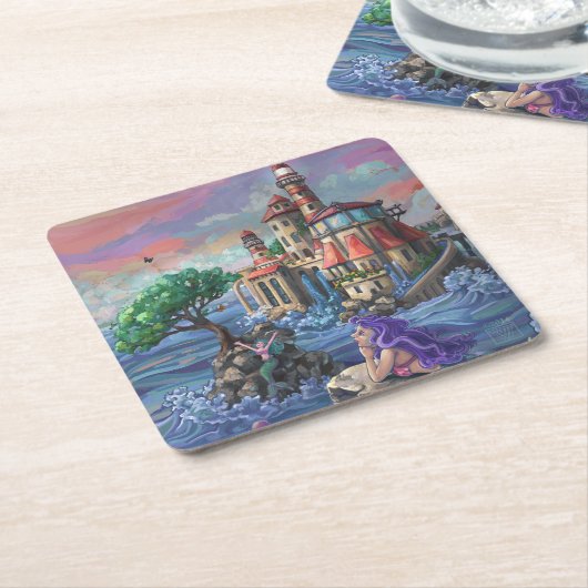 Mermaid Castle Kartonnen Onderzetters (Schuin)