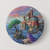 Mermaid Castle Ronde Button 7,6 Cm (Voorkant)