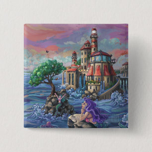 Mermaid Castle Vierkante Button 5,1 Cm