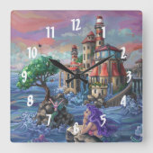 Mermaid Castle Vierkante Klok (Voorkant)