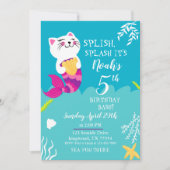 Mermaid Cat Birthday Uitnodiging (Voorkant)