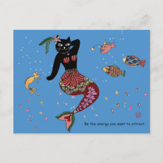 Mermaid cat briefkaart