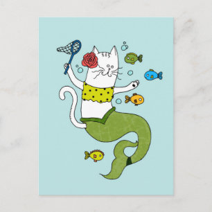 Mermaid Cat Briefkaart