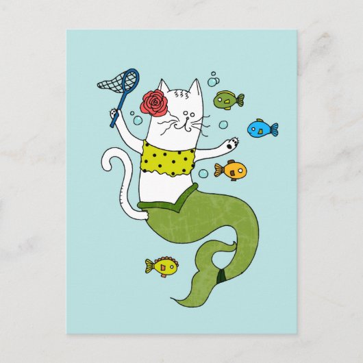 Mermaid Cat Briefkaart (Voorkant)
